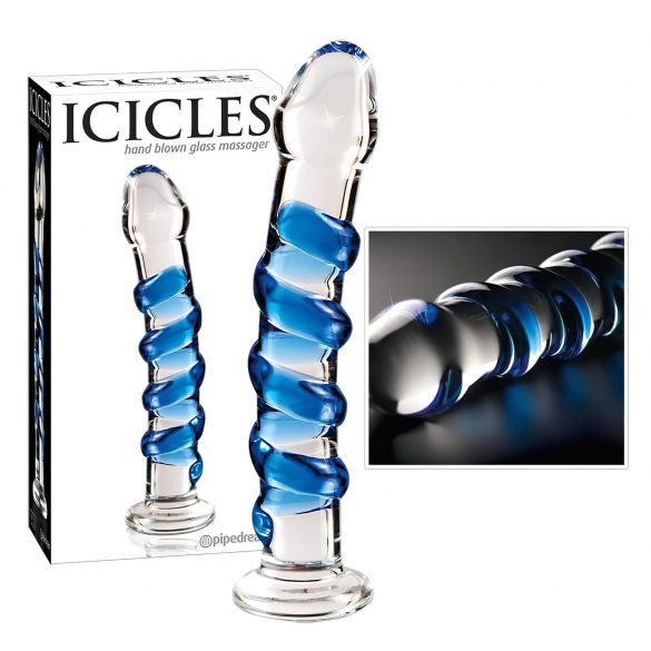 Icicles No. 5 - Dildo espiral de vidrio (azul translúcido)