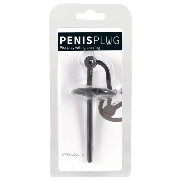 Plug pene: anillo glande y varilla uretral hueca (negro)