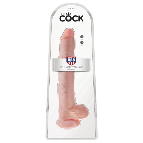 King Cock 14 gran dildo con testículos (35cm) - natural