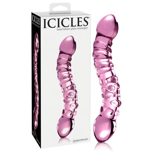 Icicles No. 55 - Doble dildo de cristal para punto G (rosa)