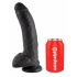 King Cock 9 - Dildo con ventosa y testículos (23cm) - negro