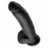 King Cock 9 - Dildo con ventosa y testículos (23cm) - negro