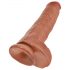 King Cock 11 - Dildo con ventosa y testículos 28cm - oscuro natural