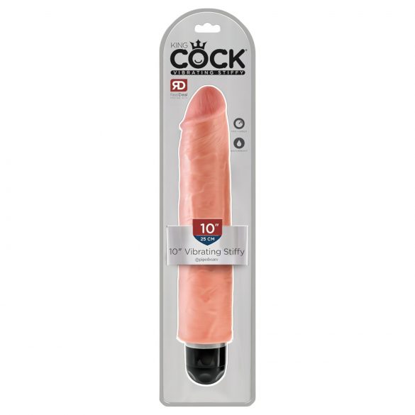 King Cock 10 Stiffy - vibrador realista y resistente al agua (25cm) - natural