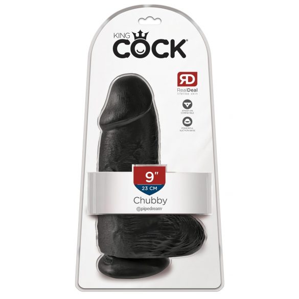 King Cock Chubby de 23 cm con ventosa y testículos - negro