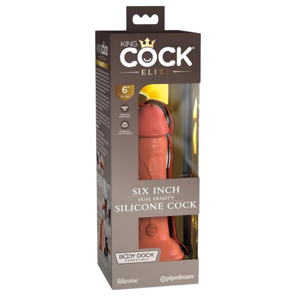 King Cock Elite 6 - consolador realista oscuro con base, 15cm