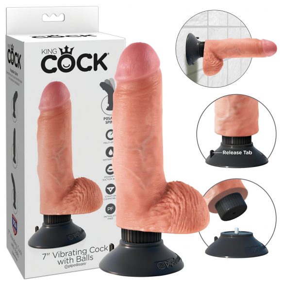 Vibrador King Cock 18 cm con ventosa - Natural