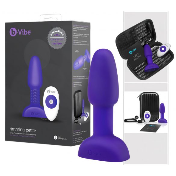 b-Vibe Rimming - Vibrador Anal con Perlas Giratorias (Morado)