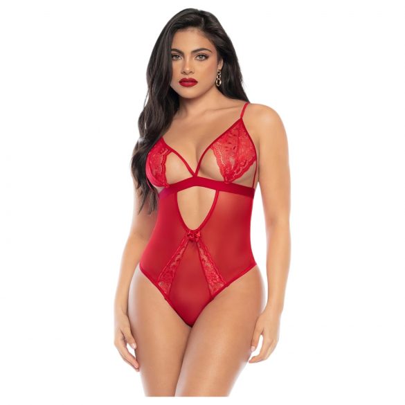 Body de encaje con liguero rojo - Mapalé