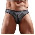 Tanga brillante de hombre con panel translúcido (negro) - XL