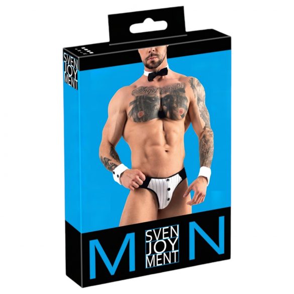 Set de tanga de camarero para hombre Svenjoyment (blanco y negro) - L