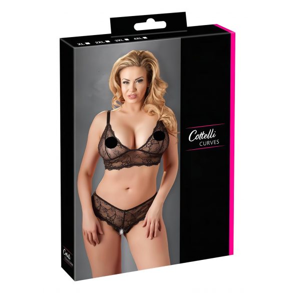 Cottelli Tallas Grandes - Conjunto de Sujetador de Encaje Fino (Negro) - XXXL