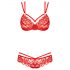 Conjunto de encaje rosa Obsessive 860-SET-3 (rojo)