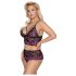 Cottelli Talla Plus - Set de sujetador floral (negro-lila)