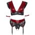 Cottelli Bondage Plus Size - Lace Bra Set (Red-Black) 