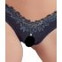 Cottelli - Panty floral abierto con perlas (negro)