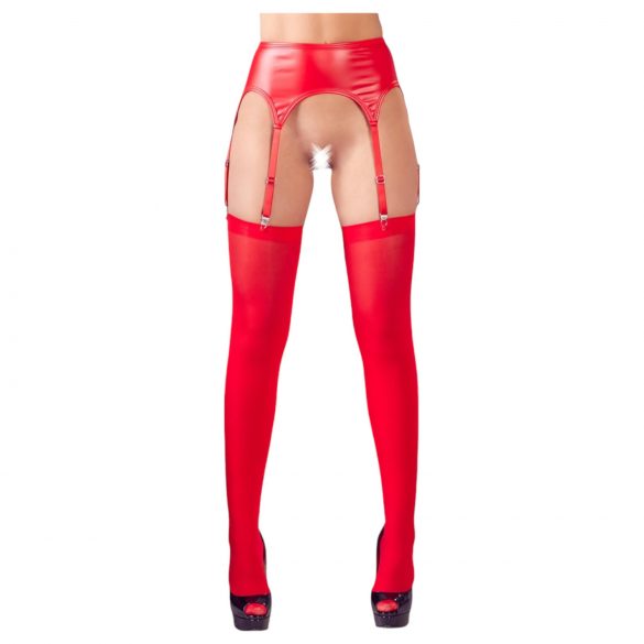 NO:XQSE - Conjunto brillante con liguero (rojo) - L/XL