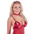 Abierta Fina - Shiny Chain Top and Thong (Red)  - L