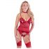 Abierta Fina - Shiny Chain Top and Thong (Red)  - L