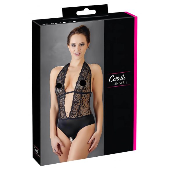 Cottelli - Body de encaje con cuello (negro)