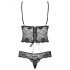 Body de encaje floral negro Obsessive Alluria