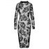 Noir - Embroidered Rose Long-Sleeve Dress (Black) - L