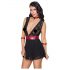 Cottelli Bondage - Babydoll de encaje negro con cuello halter