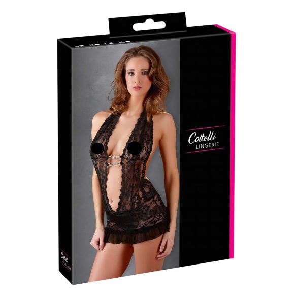 Cottelli - Mini de encaje con cuello halter (negro) - XL