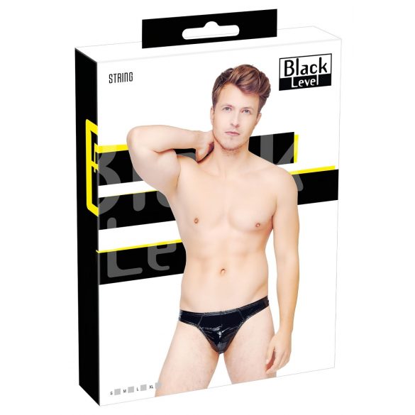 Black Level - clásico tanga masculino de laca (negro) - L