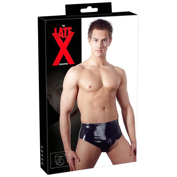 LATEX - calzón masculino con dildo anal cónico (negro) - XL