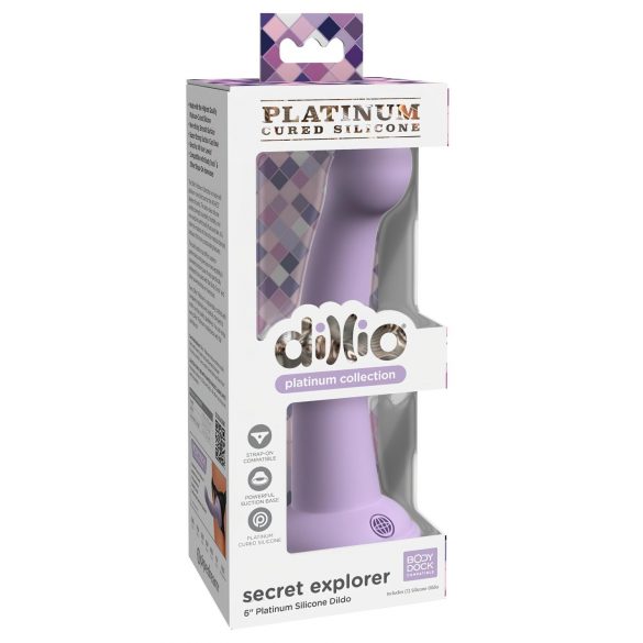 Dillio Explorador Secreto - Dildo Púrpura 17cm con Base Succionadora