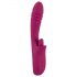 Vibrador púrpura con lamidos y empujes.