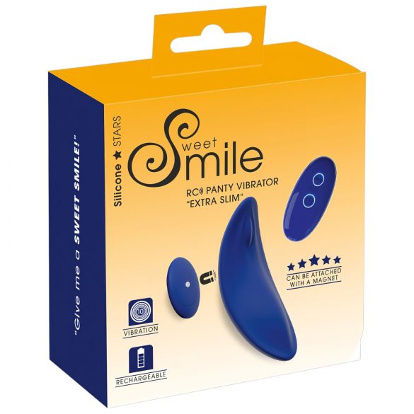 Sonrisa - Vibrador de braguita ultradelgado con control remoto (azul)