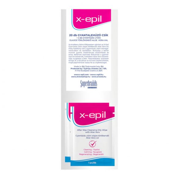 X-Epil - Bandas de tela (20 u) con toallitas aceitosas (2 u)