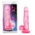 Dildo rosa Sweet N Hard 4 con base y testículos