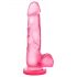 Dildo rosa Sweet N Hard 4 con base y testículos