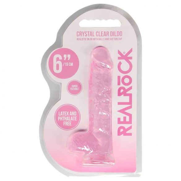 REALROCK - Dildo realista translúcido rosa (15cm)