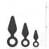 Conjunto de plugs anales con anillo - 3 piezas (negro)