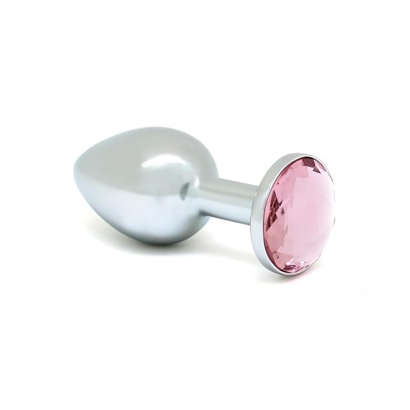 Rimba XS - plug anal metálico, rosa con piedras