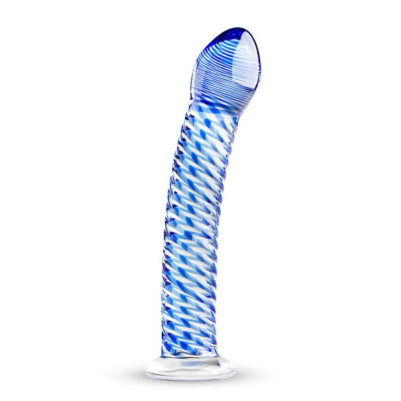 Gildo Glass No. 5 - dildo de vidrio en espiral (transparente-azul)