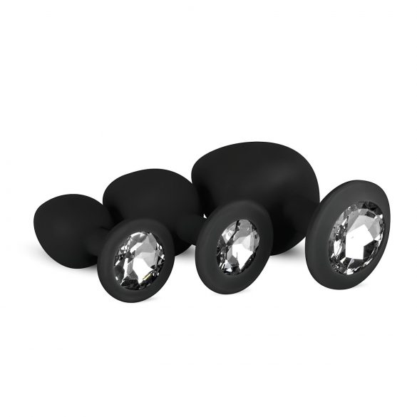 Set de plugs anales Easytoys Diamond (negro)