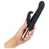 Vibrador negro Rosy Gold con brazo para clítoris.