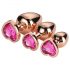 Juego de plugs anales corazonados rosegold (3 piezas)