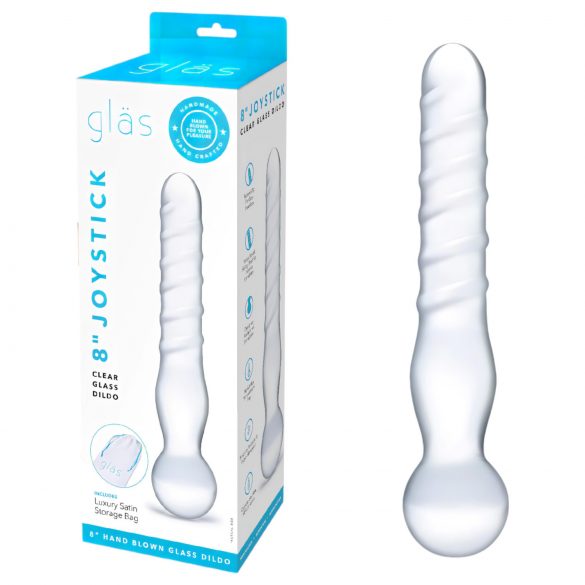 Doble placer: dildo de vidrio transparente.