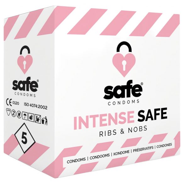 Condones SAFE Intense: Seguros y texturizados (5 uds)