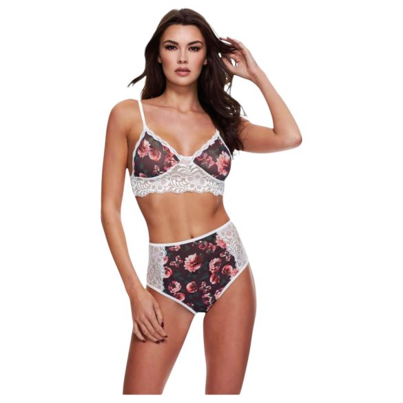 Baci - Conjunto floral de encaje, talle alto - M/L